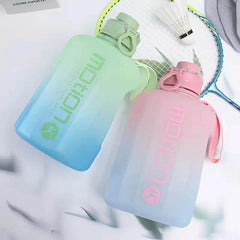 Gradient Color Sports Water Bottle – Large Capacity with Handle – Durable Frosted Plastic - Creatique