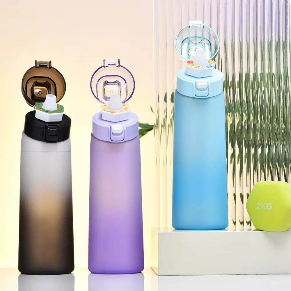 Flavor-infused 650ml Sports Water Bottle with 7 Scented Pods – Leakproof & Straw for Gym & Outdoor Fun! - Creatique