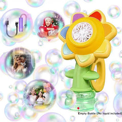 Sunflower Bubble Machine for Kids Automatic Flower Bubble Toy with Light for Toddlers Bubble Maker Blower for Kids Outdoor Toys - Creatique