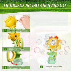 Sunflower Bubble Machine for Kids Automatic Flower Bubble Toy with Light for Toddlers Bubble Maker Blower for Kids Outdoor Toys - Creatique