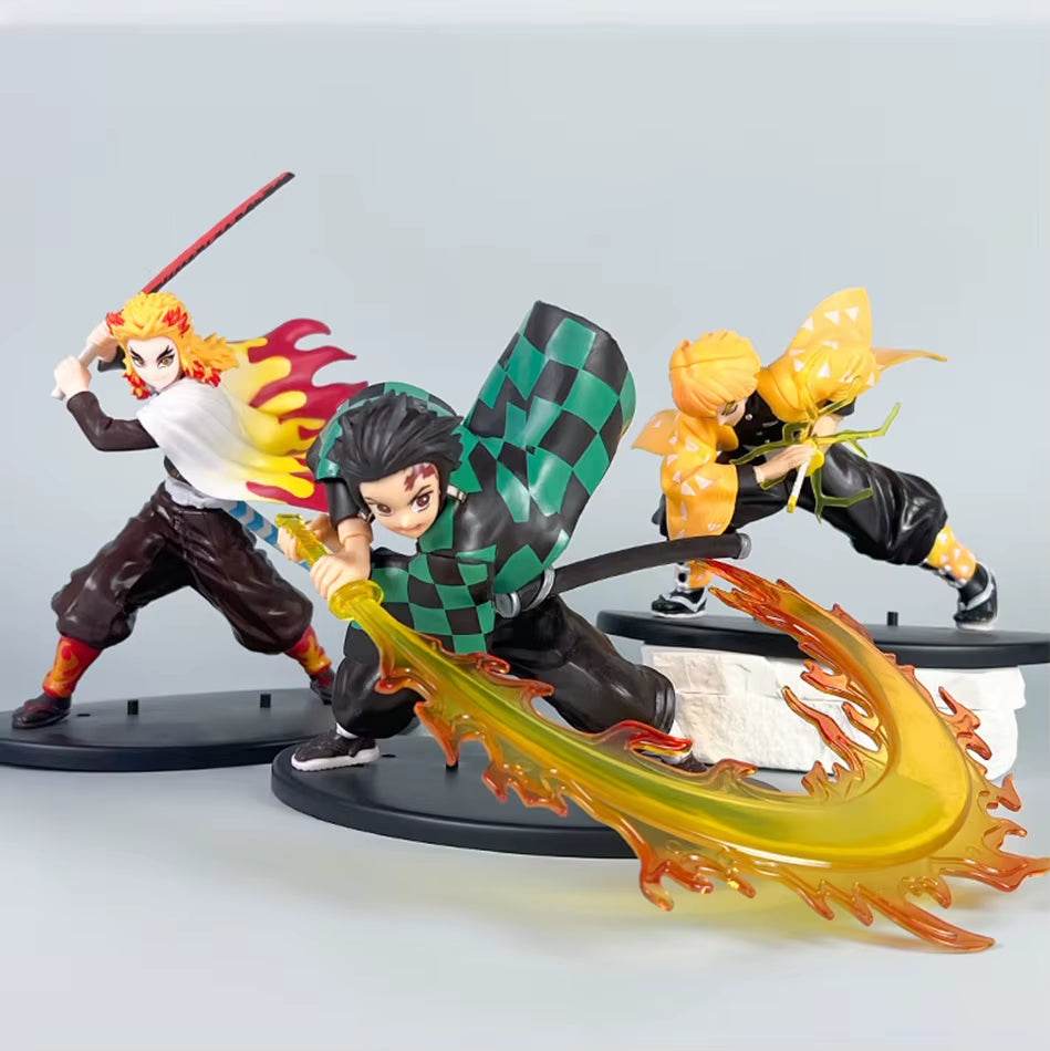 Demon Slayer PVC Action Figures - Tanjirou, Agatsuma, Zenitsu & Kyoujurou Collectible Model Toy Set for Kids & Gifts (14-22cm) - Creatique