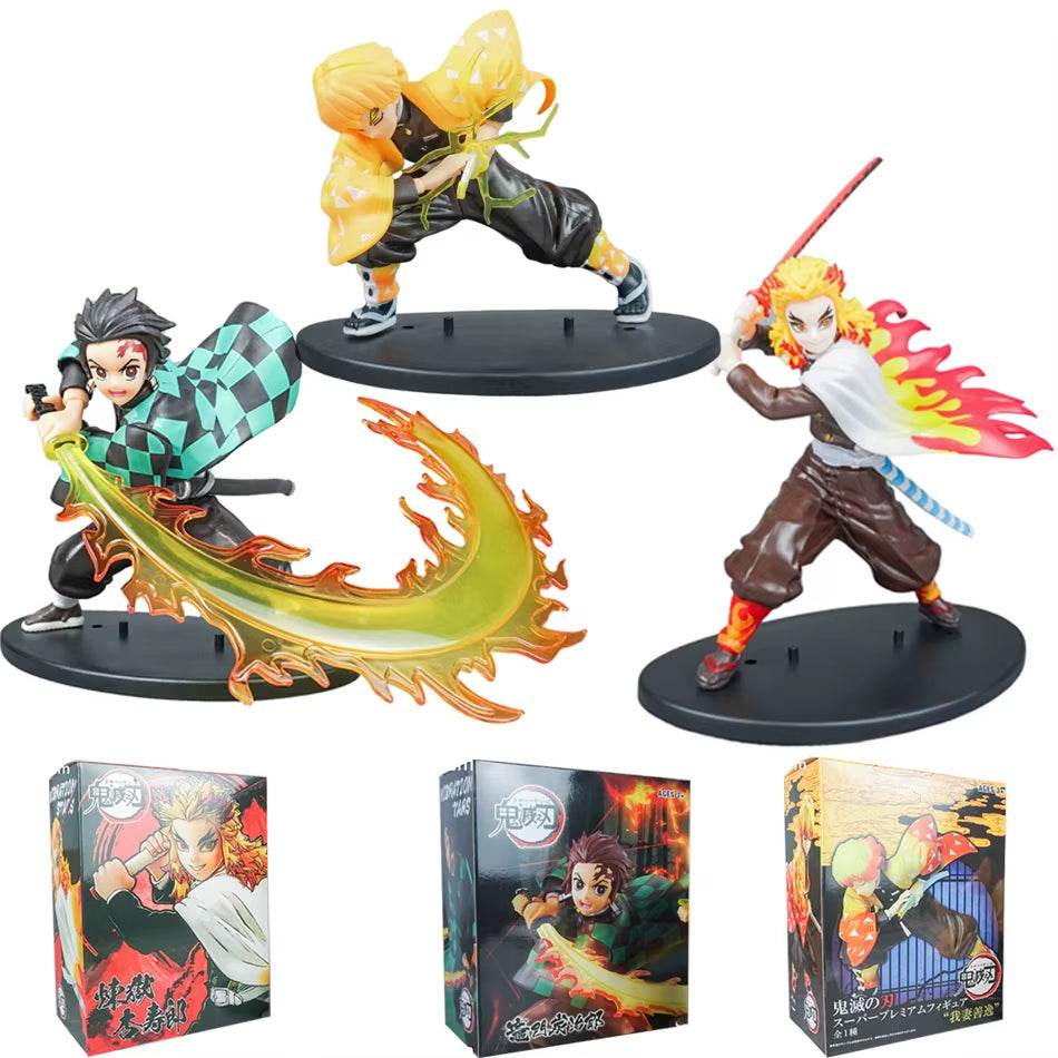 Demon Slayer PVC Action Figures - Tanjirou, Agatsuma, Zenitsu & Kyoujurou Collectible Model Toy Set for Kids & Gifts (14-22cm) - Creatique
