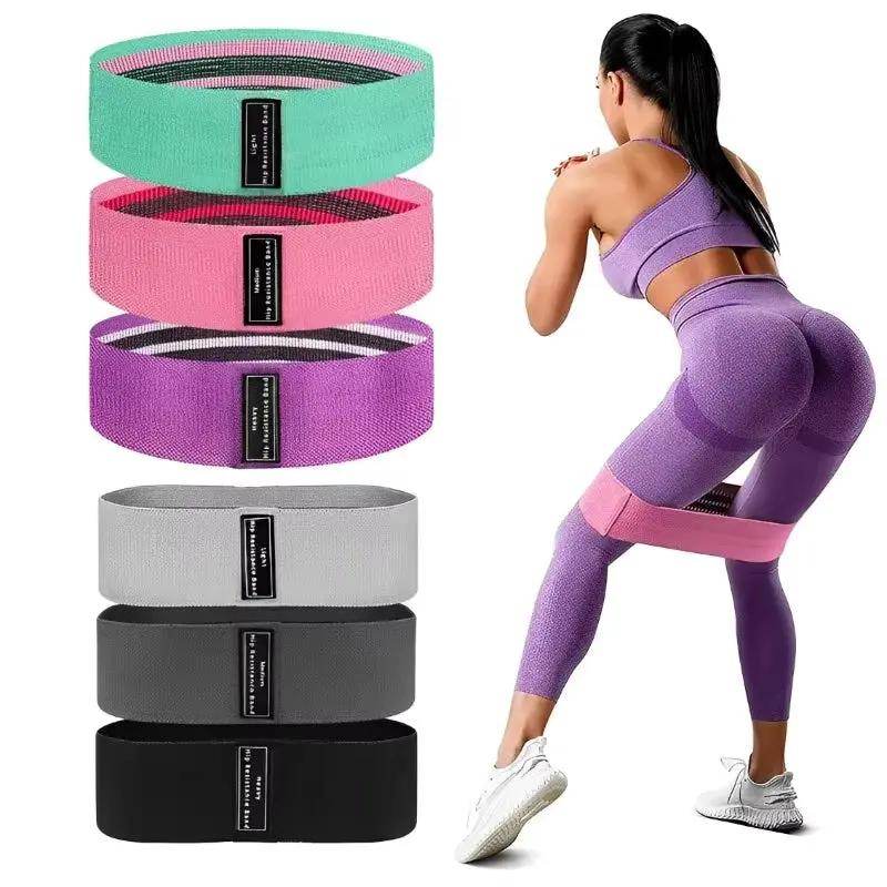 Boost Your Fitness with 3Pcs Fabric Resistance Bands - Perfect for Glutes, Thighs, Squats, and Yoga! - Creatique