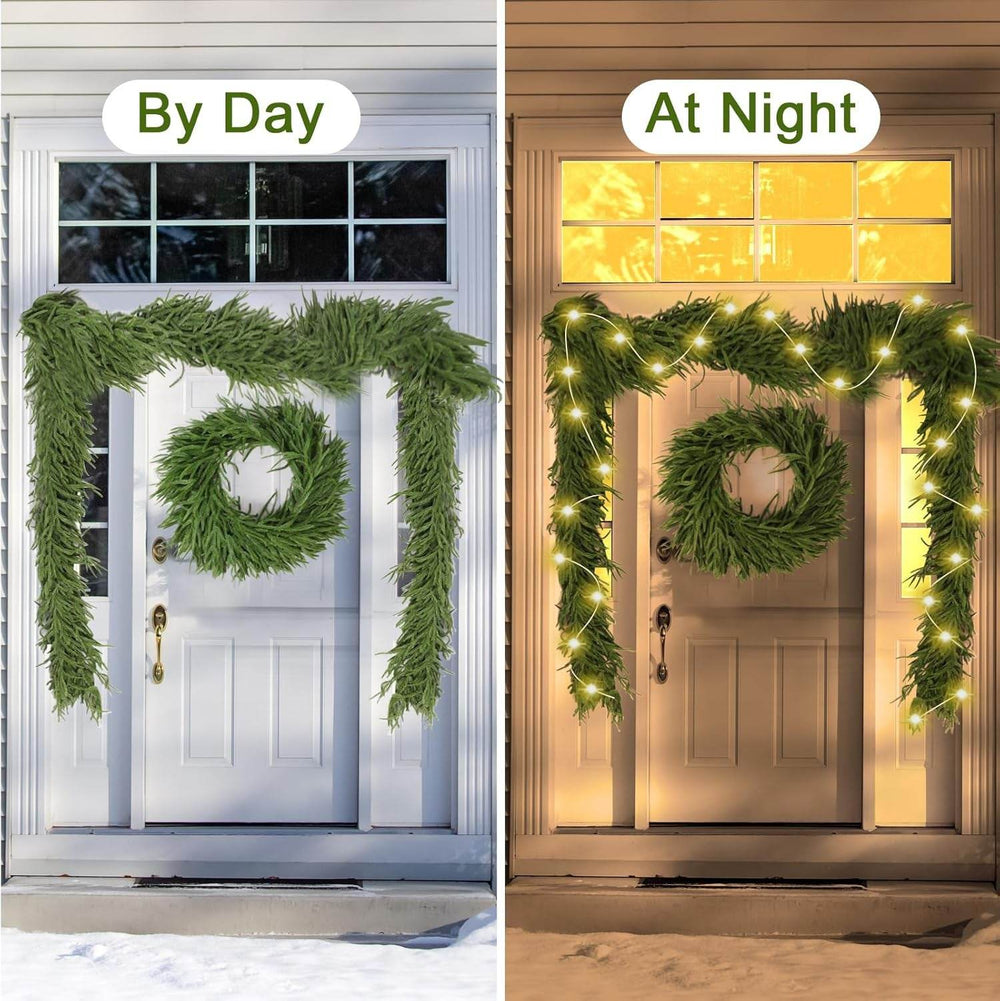 Festive Pine Garland with Lights – Realistic Artificial Pine Garland for Effortless Holiday Décor - Creatique