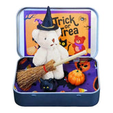 Halloween Bear in a Box for Trick or Treat,Cute Halloween Decoration for Kids, Plush Mini Teddy Bear Gift with Wizard Hat - Creatique