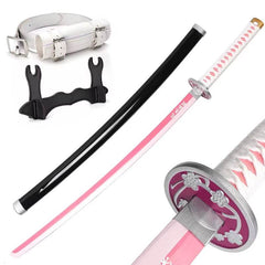 104cm Cosplay Demon Slayer Wooden Sword – Authentic Anime Katana Replica with Stand and Belt - Creatique