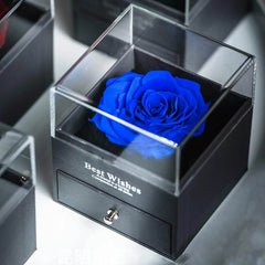 Preserved Rose Gift Enchanted Real Blue Rose with Sapphire Brooch, Eternal Flower Rose, Handmade Rose in Box with Pin, Forever Blue Rose Gift for Her on Mother'S Day, Birthday. - Creatique