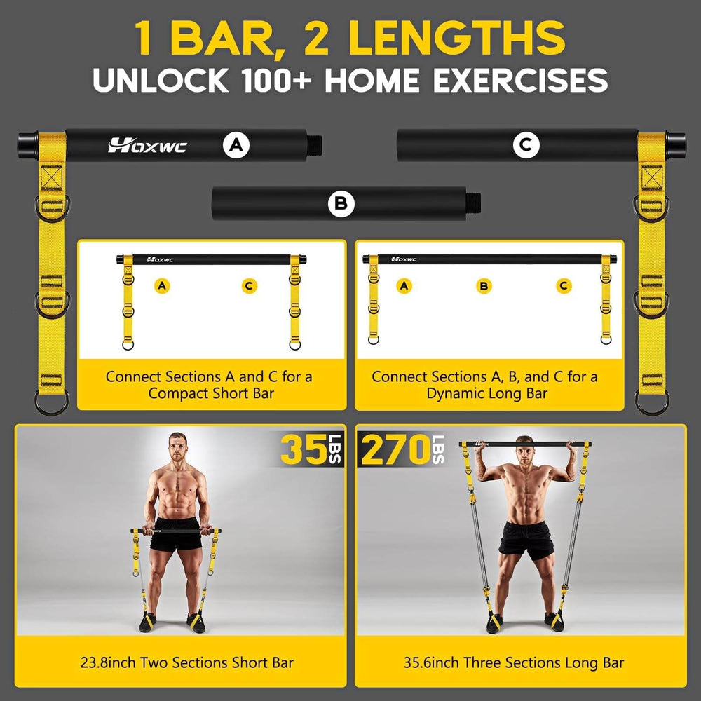 Portable Pilates Machine & Bar Kit with Resistance Bands – Full Body Home Gym Training for Men & Women - Creatique