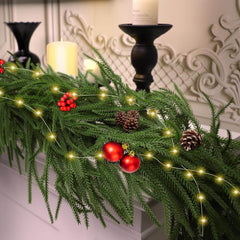 Festive Pine Garland with Lights – Realistic Artificial Pine Garland for Effortless Holiday Décor - Creatique