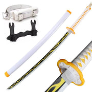 104Cm Cosplay Anime Demon Slayer Katana Sword Kimetsu No Yaiba Wooden Weapon Sword Toy Katanas Comes with a Stand and Belt. - Creatique