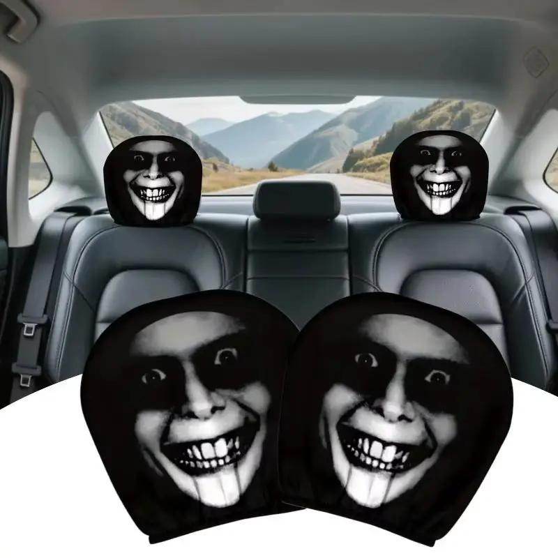 2Pcs Face Printed Car Pillowcase Soft Comfortable Decorative Cushion Cover Auto Seat Headrest Washable Polyester Fabric - Creatique
