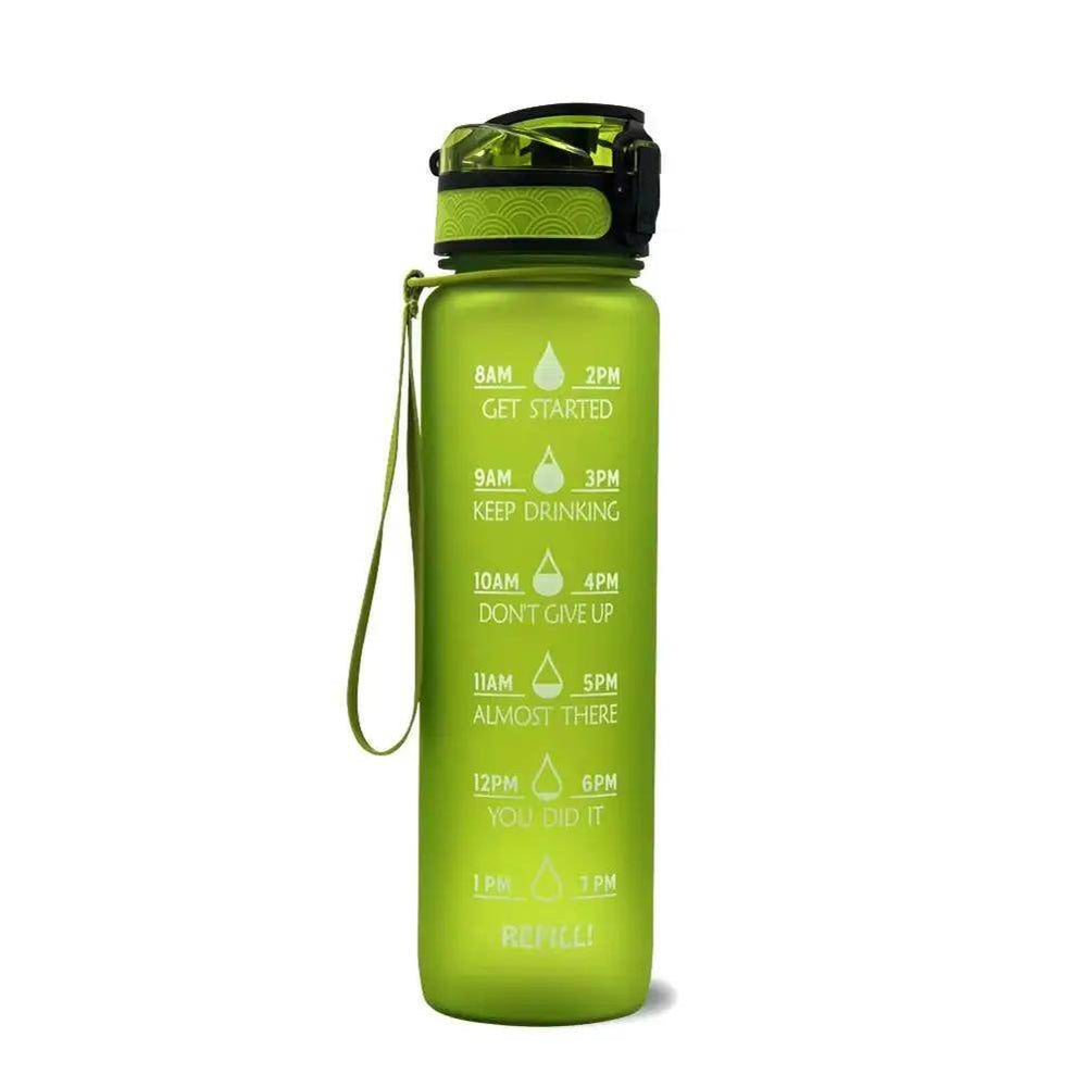 1L Leakproof Tritan Water Bottle with Time Scale & Bounce Cover - Perfect for Outdoor Sports & Fitness - Creatique