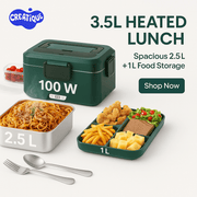 Electric Lunch Box for Adults, 100W 3.5L 2-Layer Portable Food Warmer for Men, Dual Mode 2.5L + 1L Large Heated Lunch Box for Car/Truck/Work, Lonchera Eléctrica Portátil Para Calentar Almuerzo - Creatique