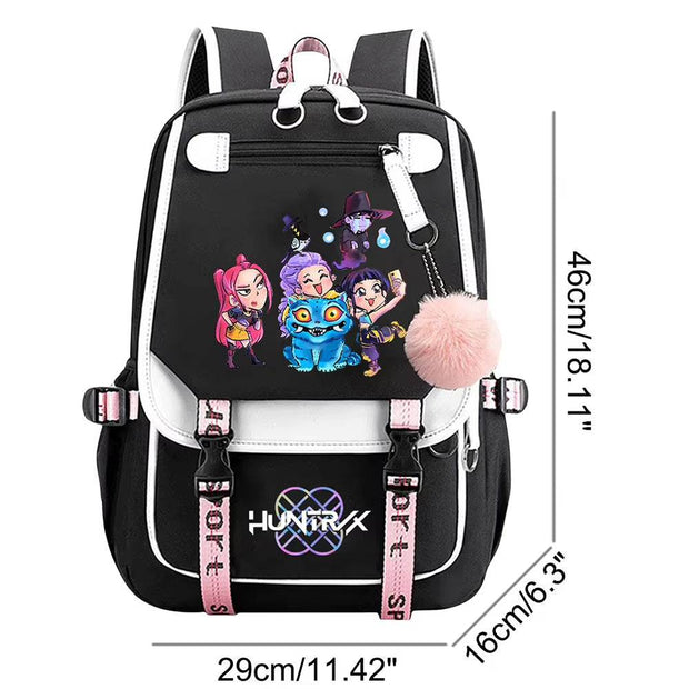 Kawaii Kpop Demon Hunters USB Charging Backpack - Large Capacity Anime School Bag for Teenagers - Creatique