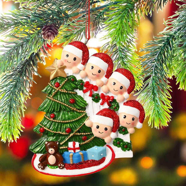 Personalized Christmas Ornaments 2025 Family of 2/3/4/5/6 Custom Christmas Ornament with Names Customized Family Ornaments for Christmas Tree Decoration Customized Gifts, Family of 5 - Creatique