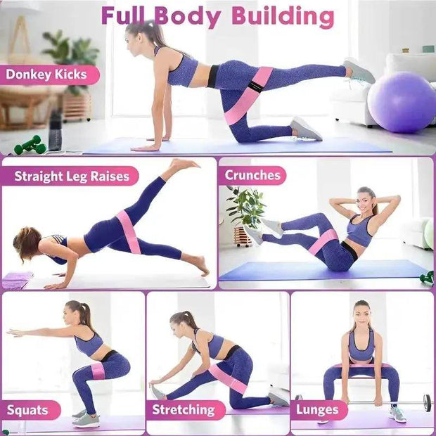 Boost Your Fitness with 3Pcs Fabric Resistance Bands - Perfect for Glutes, Thighs, Squats, and Yoga! - Creatique