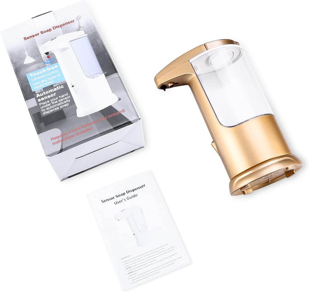 370Ml Touch-Free Battery Operated Electric Automatic Liquid Soap Dispenser - Adjustable Soap Dispensing Volume - Premium Soap Dispenser for Kitchen Bathroom Toilet Rose Gold - Creatique