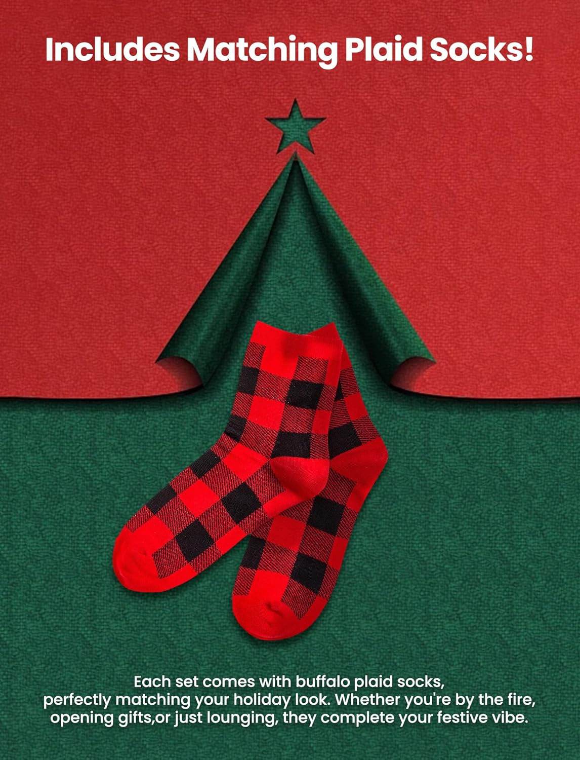 Christmas Family Matching Pajama Sets Includes Christmas Socks - Perfect for Family Photos & Holiday Celebrations - Creatique