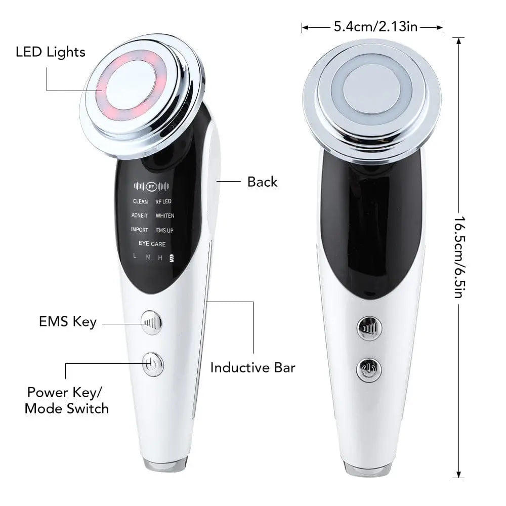Portable facial beauty device with cleansing exfoliating and massage heads