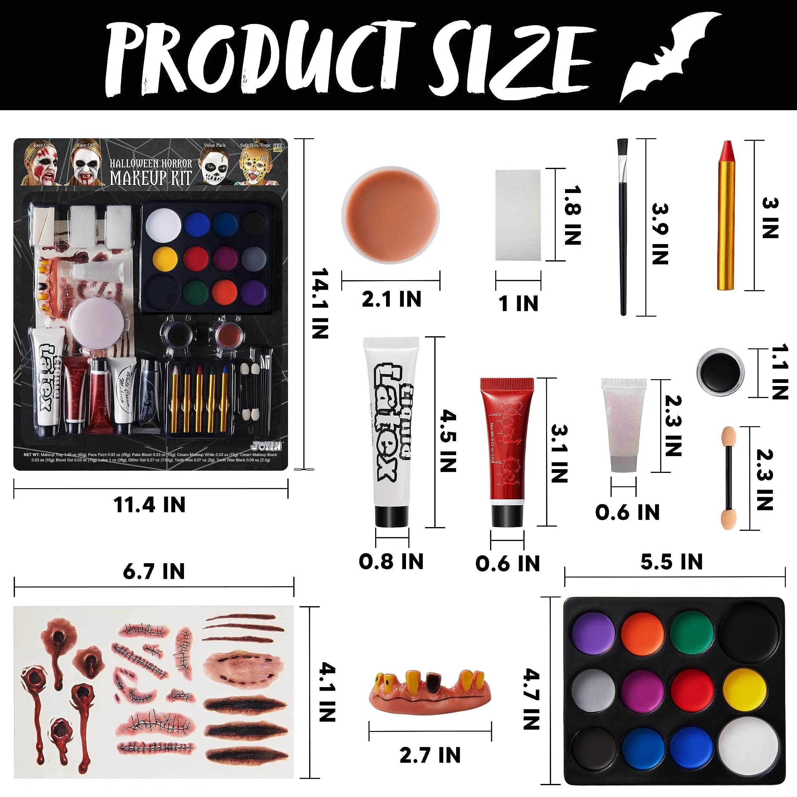 36 Pcs Halloween Makeup Kit,Halloween Family Makeup Set Face Painting Kit with with Zombie Green Ooze,Fake Blood Costume and More for Vampire Cosplay - Creatique