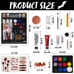 36 Pcs Halloween Makeup Kit,Halloween Family Makeup Set Face Painting Kit with with Zombie Green Ooze,Fake Blood Costume and More for Vampire Cosplay - Creatique