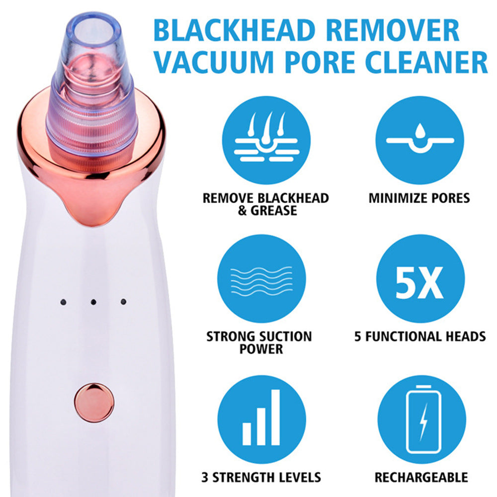 USB rechargeable blackhead remover with LED display and suction strength indicator