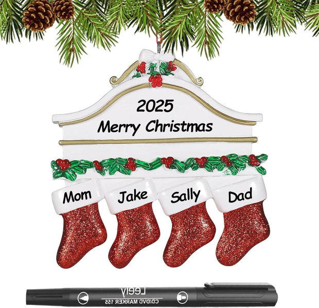Personalized Christmas Ornaments 2025 Family of 2/3/4/5/6 Custom Christmas Ornament with Names Customized Family Ornaments for Christmas Tree Decoration Customized Gifts, Family of 5 - Creatique