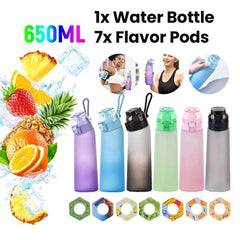 Flavor-infused 650ml Sports Water Bottle with 7 Scented Pods – Leakproof & Straw for Gym & Outdoor Fun! - Creatique