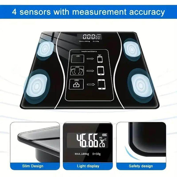 Ultra-Modern Digital Body Scale with Bright LED Display – Supports Weight Management Up to 400 Pounds for Your Fitness Journey! - Creatique