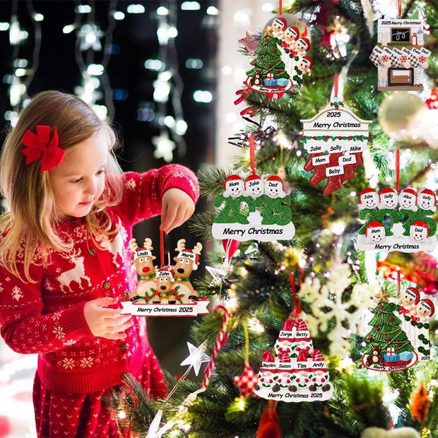 Personalized Christmas Ornaments 2025 Family of 2/3/4/5/6 Custom Christmas Ornament with Names Customized Family Ornaments for Christmas Tree Decoration Customized Gifts, Family of 5 - Creatique