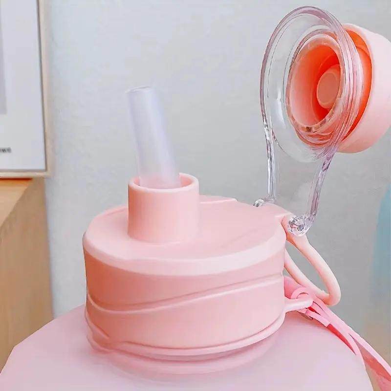 Gradient Color Sports Water Bottle – Large Capacity with Handle – Durable Frosted Plastic - Creatique