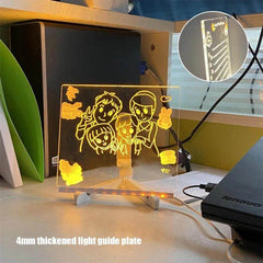 Light up Acrylic Message Board Rewritable DIY Children'S Glowing Drawing Board Message Lamp with 7 Colorful Pens - Creatique