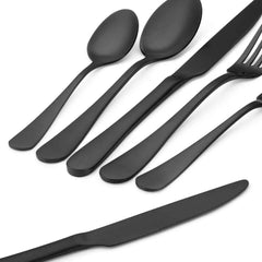 Flatware Set for 4 – Matte Black, Satin Finish - Creatique