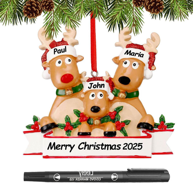 Personalized Christmas Ornaments 2025 Family of 2/3/4/5/6 Custom Christmas Ornament with Names Customized Family Ornaments for Christmas Tree Decoration Customized Gifts, Family of 5 - Creatique
