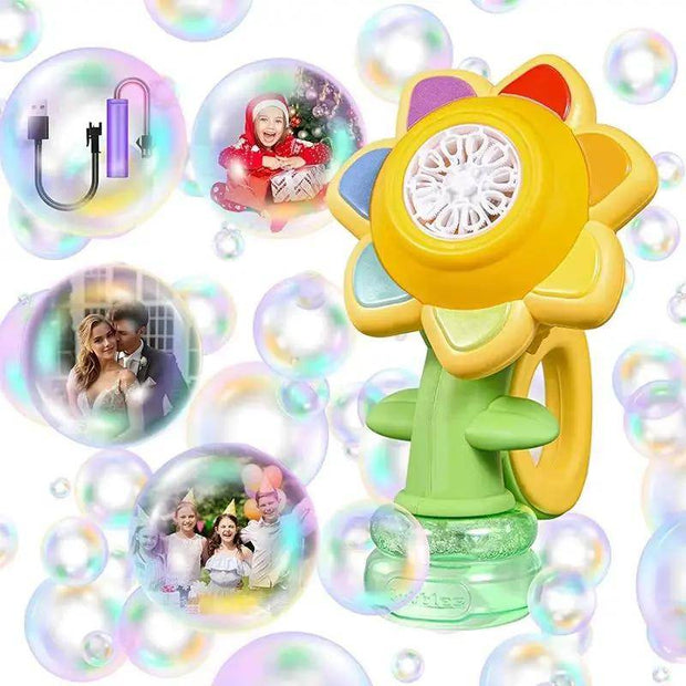 Sunflower Bubble Machine for Kids Automatic Flower Bubble Toy with Light for Toddlers Bubble Maker Blower for Kids Outdoor Toys - Creatique