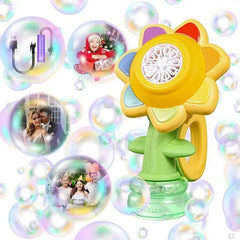 Sunflower Bubble Machine for Kids Automatic Flower Bubble Toy with Light for Toddlers Bubble Maker Blower for Kids Outdoor Toys - Creatique