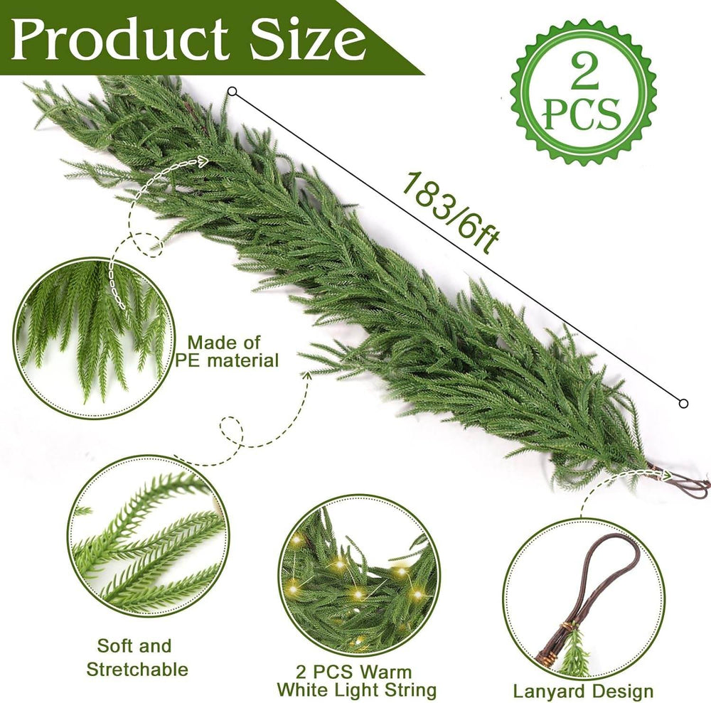 Festive Pine Garland with Lights – Realistic Artificial Pine Garland for Effortless Holiday Décor - Creatique