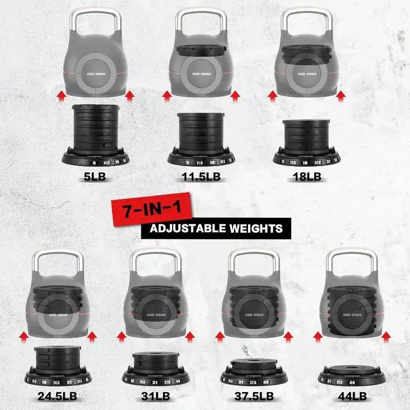 Transform Your Home Workouts with the Ultimate 7-In-1 Adjustable Kettlebell - Switch Weights from 5-44 LBS for Versatile Strength Training! - Creatique