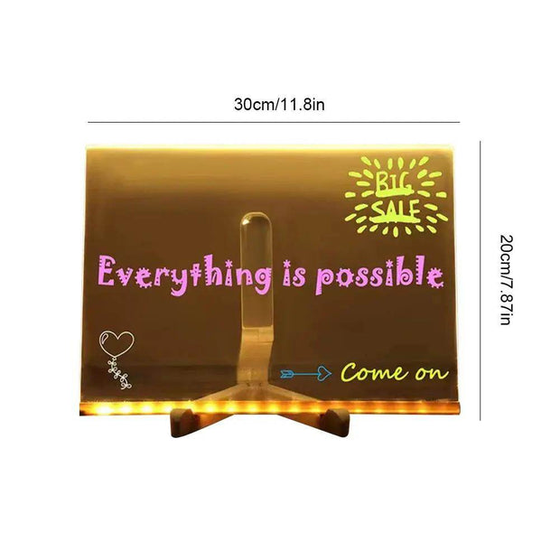 Light up Acrylic Message Board Rewritable DIY Children'S Glowing Drawing Board Message Lamp with 7 Colorful Pens - Creatique