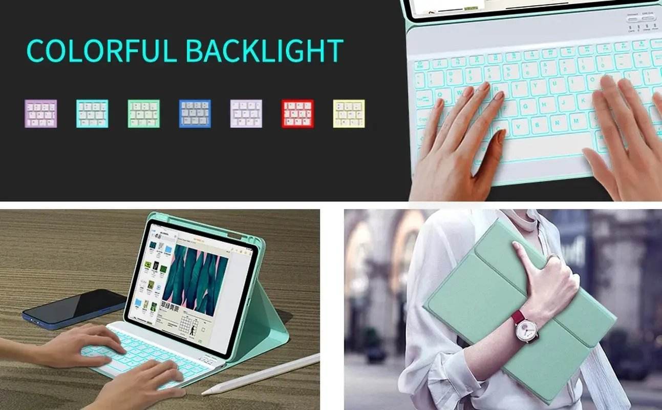 Ipad Keyboard Case for Ipad Air 5Th/4Th Gen 2022/2020 10.9 Inch - Pro 11 4Th 3Rd 2Nd 1St Gen 2022/2021/2020/2018, Detachable BT Backlit Magnetic Keyboard, Built-In Pencil Holder, Smart Cover (Green） - Creatique
