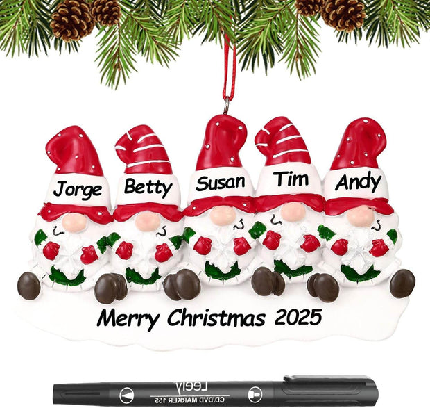 Personalized Christmas Ornaments 2025 Family of 2/3/4/5/6 Custom Christmas Ornament with Names Customized Family Ornaments for Christmas Tree Decoration Customized Gifts, Family of 5 - Creatique