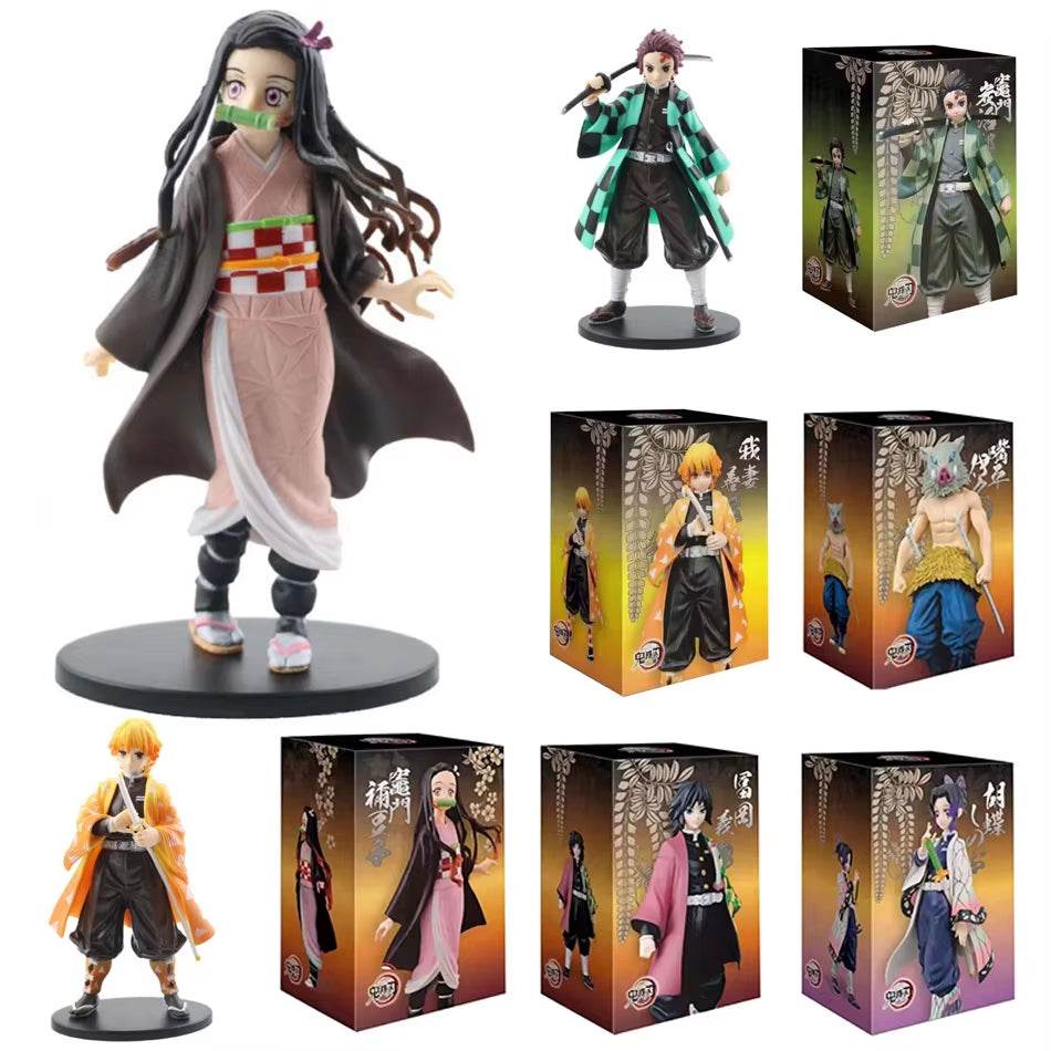 Demon Slayer Kimetsu No Yaiba Action Figures - Kamado Tanjirou, Agatsuma Zenitsu & Nezuko PVC Models - Perfect Collectible Toys! - Creatique