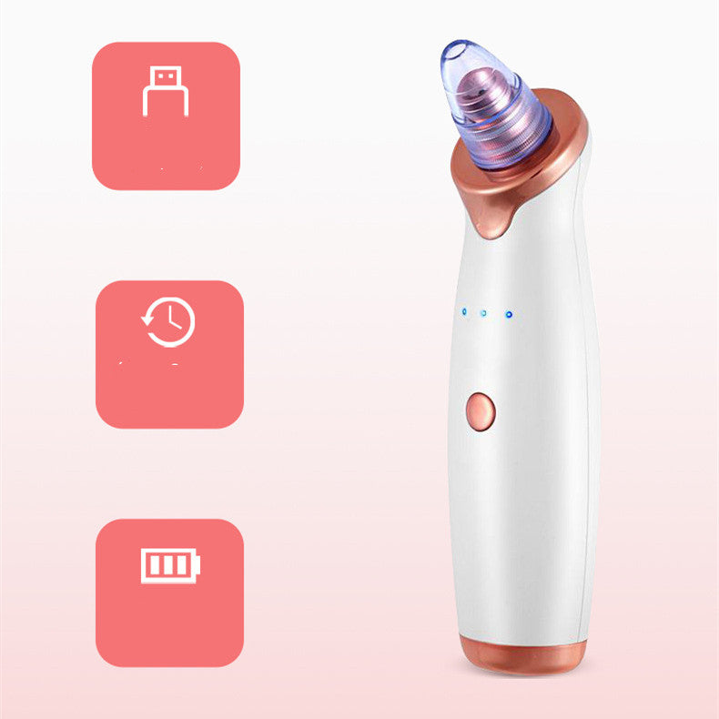 Blackhead vacuum tool with interchangeable heads for comedone extraction and exfoliation