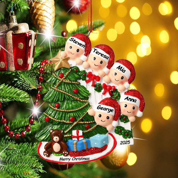 Personalized Christmas Ornaments 2025 Family of 2/3/4/5/6 Custom Christmas Ornament with Names Customized Family Ornaments for Christmas Tree Decoration Customized Gifts, Family of 5 - Creatique