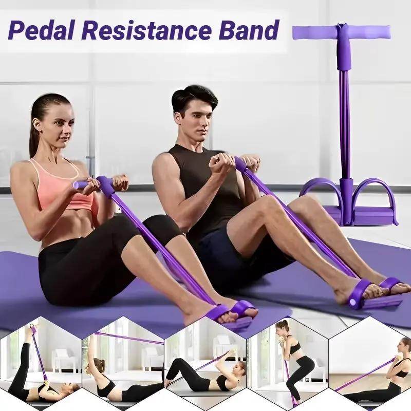 Versatile Four-Tube Pedal Tensioner – Home Fitness Equipment for Yoga & Abdominal Strengthening with Elastic Resistance Bands - Creatique