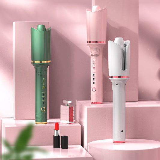 Automatic rotating hair curler with ceramic barrel for effortless curls and waves
