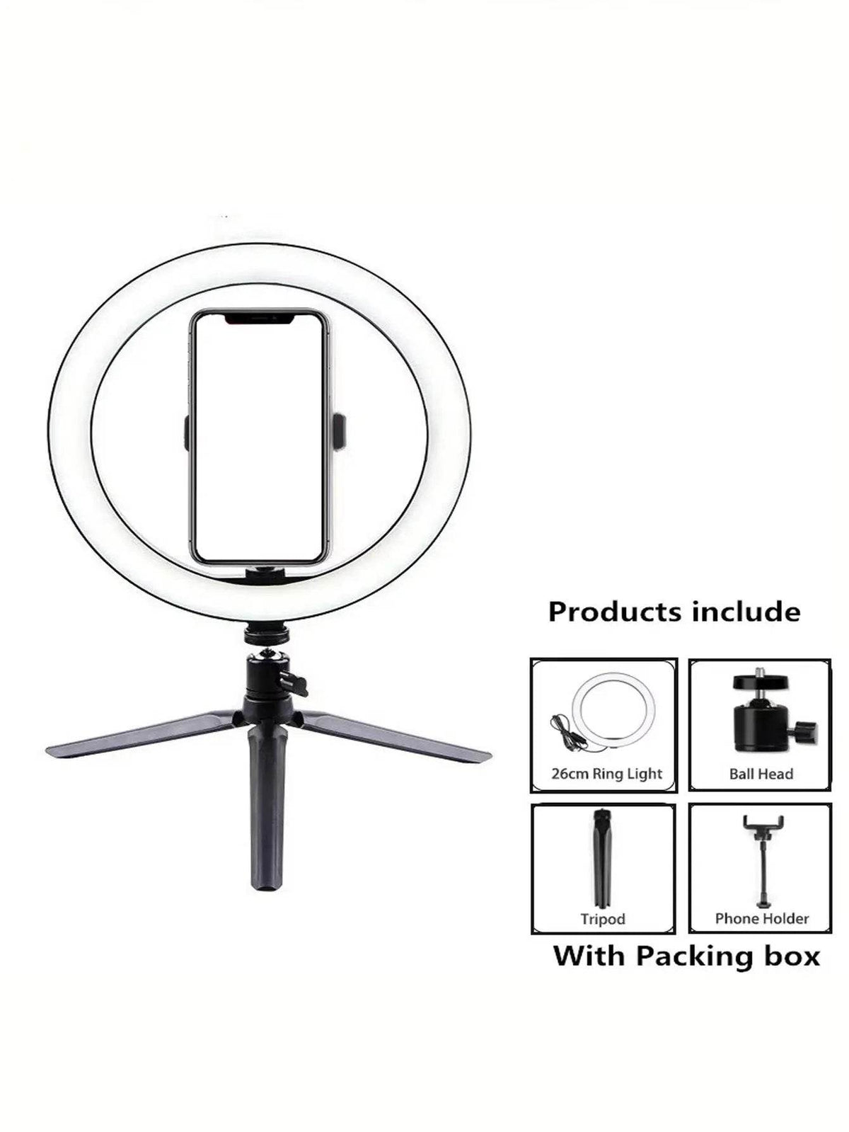26Cm Ring Light with Adjustable Tripod Stand – Perfect for Photography and Video! - Creatique