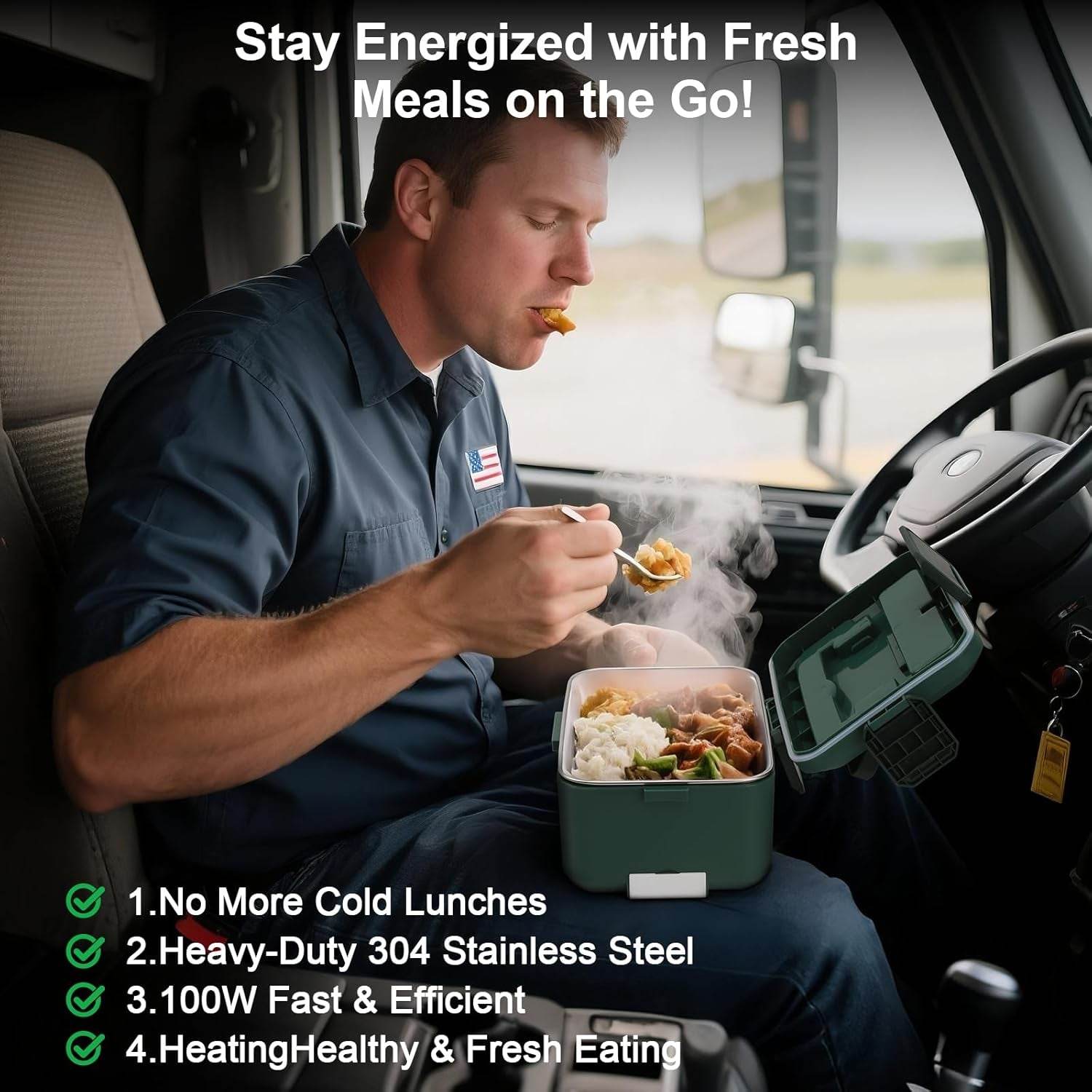 Electric Lunch Box for Adults – 3.5L Dual-Layer Portable Food Warmer for Car, Truck & Work - Creatique