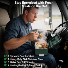 Electric Lunch Box for Adults – 3.5L Dual-Layer Portable Food Warmer for Car, Truck & Work - Creatique