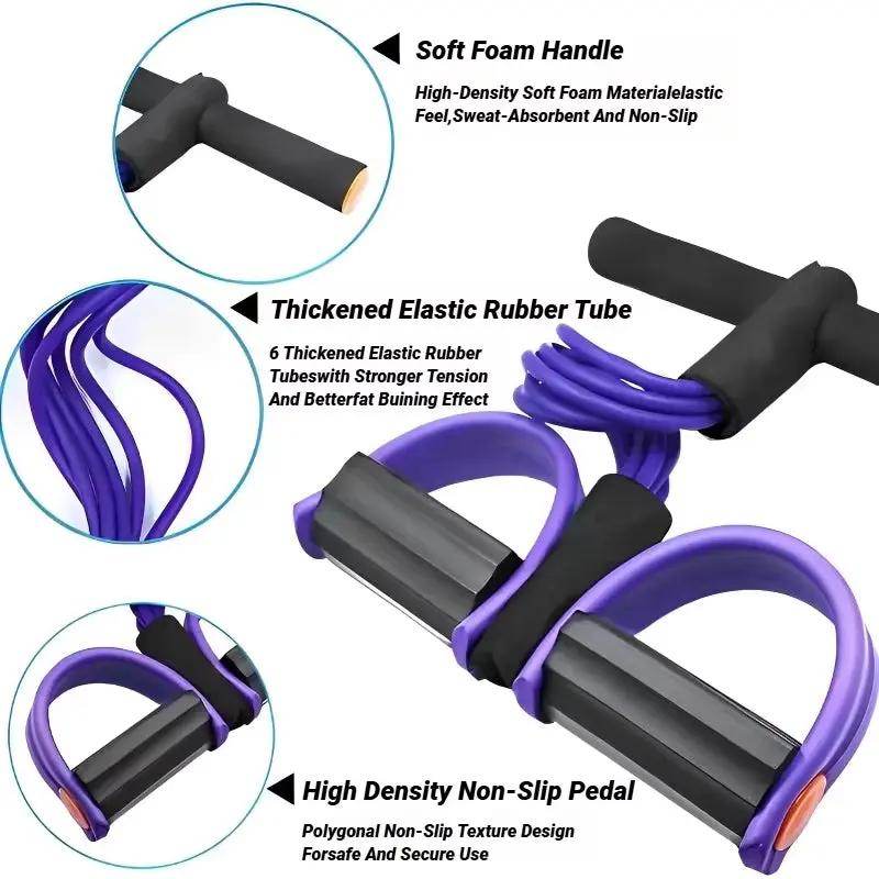 Versatile Four-Tube Pedal Tensioner – Home Fitness Equipment for Yoga & Abdominal Strengthening with Elastic Resistance Bands - Creatique